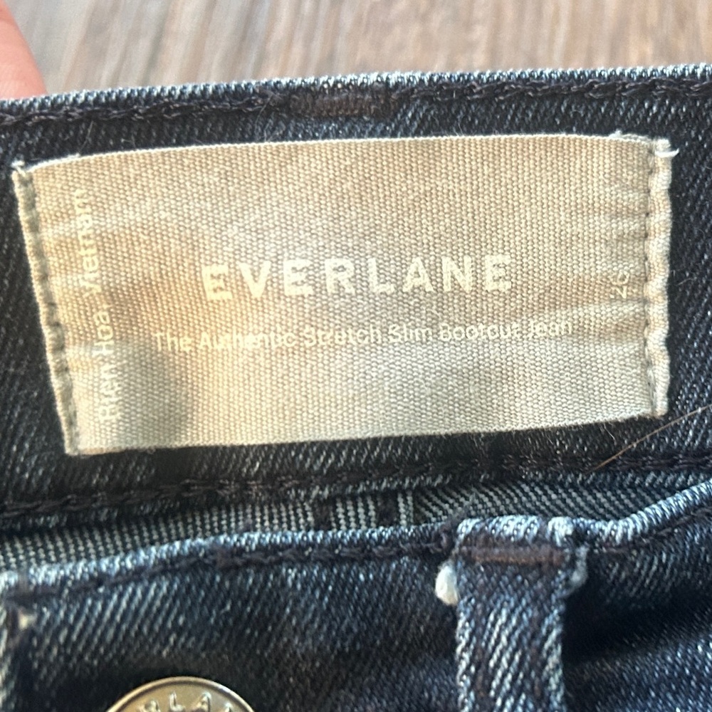 EVERLANE The Authentic Stretch Slim Bootcut Jean Dark Wash Casual Denim Size 26 - Picture 2 of 14